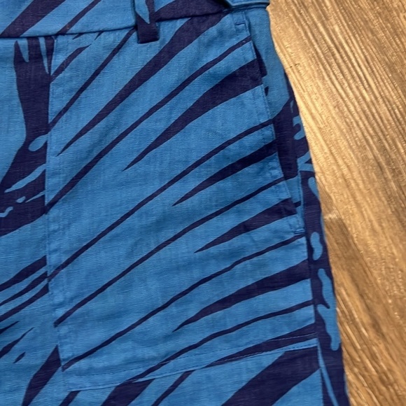 J.Crew blue linen tropical palm shorts size 4 - Picture 4 of 8